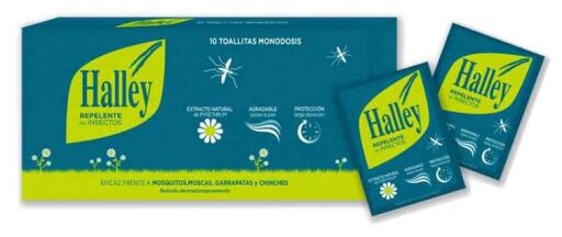 Lingettes anti-insectes Halley, boîte de 10 unités
