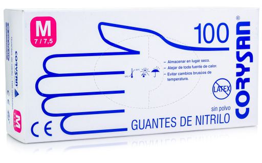 Gants en nitrile sans poudre, taille M, 100 unités