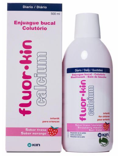 Bain de bouche pour enfants au fluor et au calcium, fraise, 500 ml