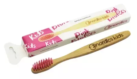Nordics Brosse &agrave; dents enfant en bambou rose