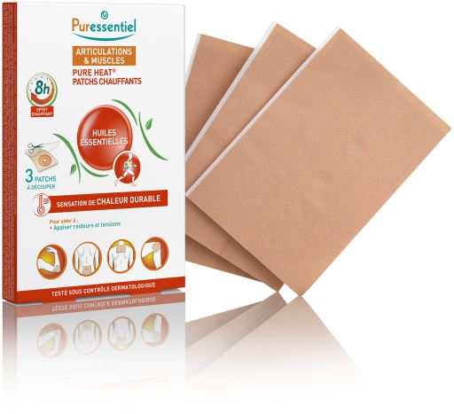 Patchs chauffants Pure Heat pour articulations et muscles, 3 pièces