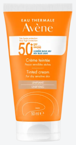 Crème solaire teintée SPF50+ pour peaux sèches et sensibles 50 ml
