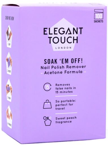 Sachets Soak em off Dissolvant pour faux ongles 100 unités