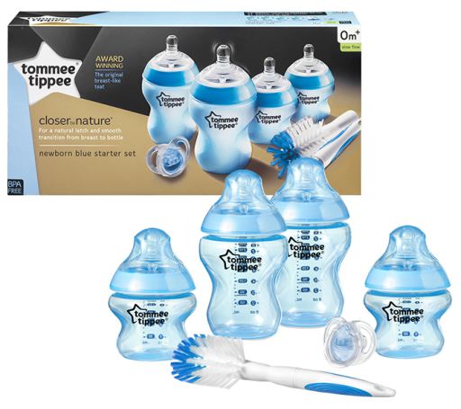 Kit de démarrage pour biberons bleus Closer to Nature, 6 pièces
