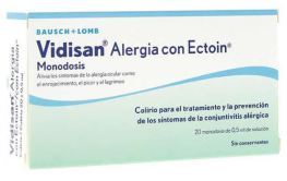 Collyre Vidisan contre les allergies à l&#39;ectoïne, dose unique, 20 x 0,5 ml