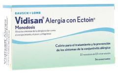 Collyre Vidisan contre les allergies à l&#39;ectoïne, dose unique, 20 x 0,5 ml