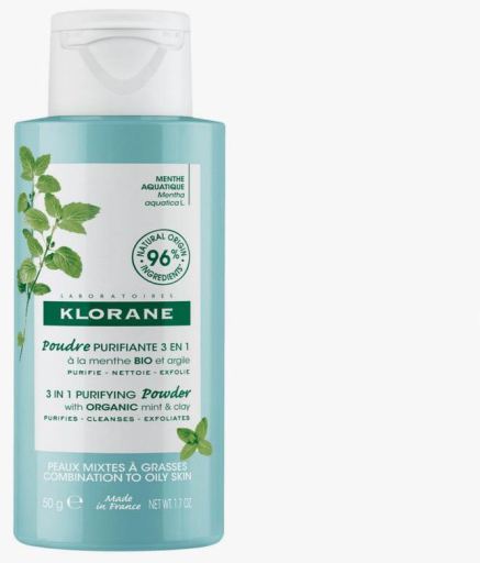Poudre Purifiante Menthe Aquatique et Argile Bio 3 en 1 50 gr