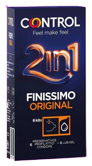 Préservatifs 2 en 1 très fins + lubrifiant 6 unités