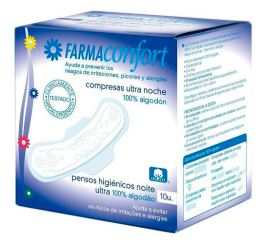 Serviettes hygiéniques de nuit ultra-fines en coton avec ailettes, 10 unités