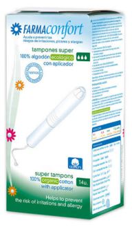 Tampons en coton avec applicateur bio, 14 unités