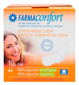 Serviettes hygiéniques ultra-fines en coton avec ailettes, 10 unités