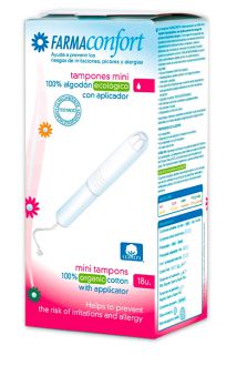 Mini tampons en coton bio avec applicateur, 18 unités