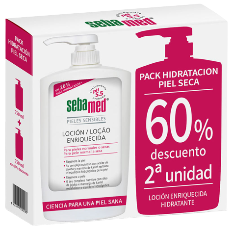 Lotion hydratante enrichie au panthénol idéale pour les peaux sèches 2 x 750 ml