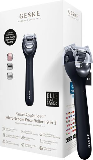 Geske Rouleau facial de microneedling guid&eacute; par application intelligente 9 en 1 (4 pi&egrave;ces)