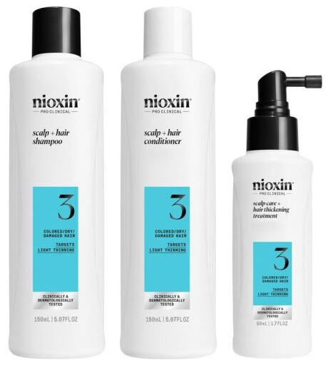 Nioxin System Kit 3 Traitement pour cheveux teints affaiblissants l&eacute;gers 3 pi&egrave;ces