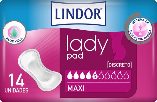 Lindor Lady Pad Maxi 5 Gouttes 14 Unités