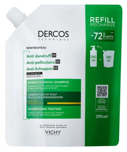 Vichy Dercos Ecorefill Minuplado Pelliculaire Sec 390 ml