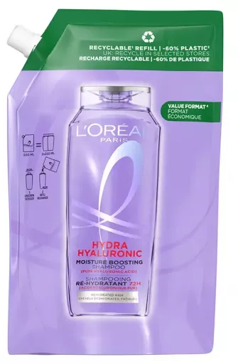L'Or&eacute;al Paris Shampoing Elvive Hydra Hyaluronique Hydratant 72H, recharge 500 ml