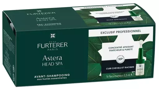 Ampoules de concentr&eacute; apaisant Astera pour soins de la t&ecirc;te professionnels, 16 unit&eacute;s