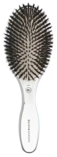 Olivia Garden Brosse ovale Expert Care en poils de sanglier et nylon argent&eacute;s