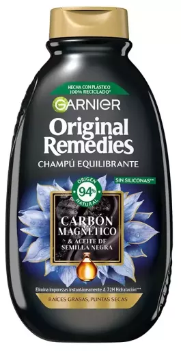 Shampoing au charbon magn&eacute;tique Original Remedies 400 ml