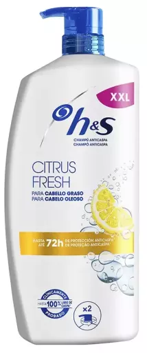 Shampoing antipelliculaire Citrus Fresh pour cheveux gras, flacon pompe de 1000 ml