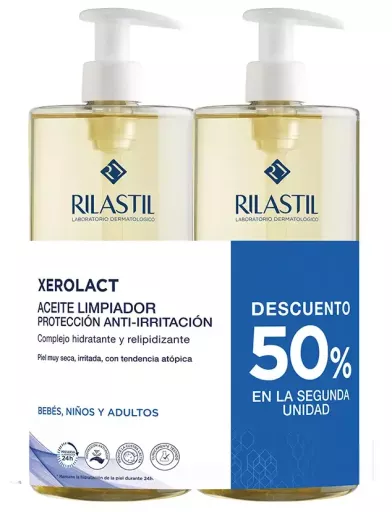 Rilastil Huile nettoyante Xerolac, lot de 2 x 1000 ml